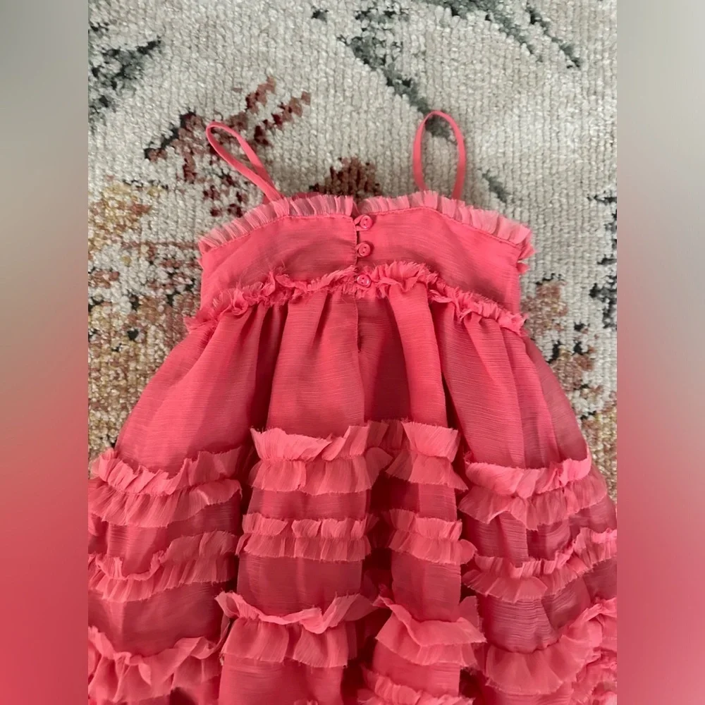Like new Baby Gap 18-24 Months Girl Pink Passion Tulle Tier Ruffle Dress